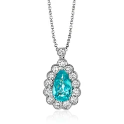 Simon G. Aquamarine Pendant in 18k Gold with Diamonds New