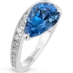 Simon G. Aquamarine Ring in 18k Gold with Diamonds Discount