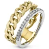 Simon G. Chain Link Fashion Ring in 18k Gold With Diamonds New