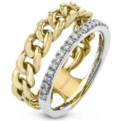 Simon G. Chain Link Fashion Ring in 18k Gold With Diamonds New