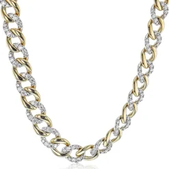 Simon G. Chain Link Necklace in 18k Gold with Diamonds New