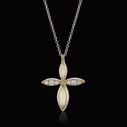 Simon G. Cross Pendant Necklace in 18k Gold with Diamonds Discount