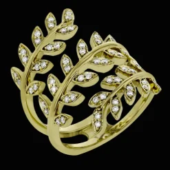 Simon G. Fallen Leaves Fashion Ring in 18k Gold With Diamonds New