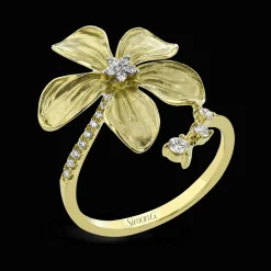 Simon G. Flower Fashion Ring In 18k Gold With Diamonds Discount