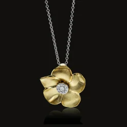 Simon G. Flower Pendant Necklace in 18k Gold with Diamonds Sale