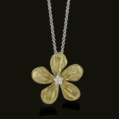 Simon G. Flower Pendant Necklace in 18k Gold with Diamonds Clearance