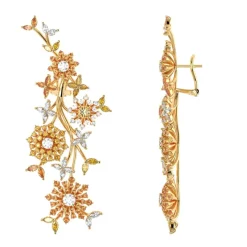 Simon G. Garden Drop Earrings in 18k Gold with Diamonds & Sapphires Clearance