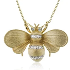 Simon G. Gemstone Bee Pendant Necklace in 18k Gold with Diamonds Clearance