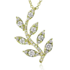 Simon G. Leaf Pendant Necklace in 18k Gold with Diamonds Discount