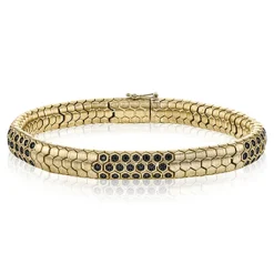 Simon G. Men's Bracelet In 14k Gold With Black Diamonds Outlet