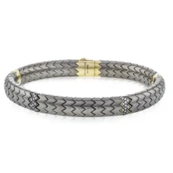 Simon G. Men's Titanium Bracelet In 14k Gold With Diamonds Hot