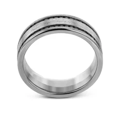 Simon G. Men's Wedding Band In 14k Gold With Black Diamonds New
