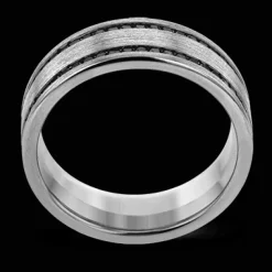 Simon G. Men's Wedding Band In 14k Gold With Black Diamonds New