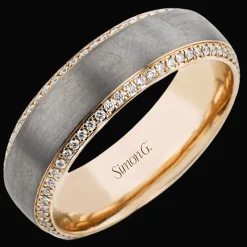 Simon G. Men's Wedding Band in 14k or 18k Gold with Diamonds New