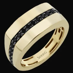 Simon G. Men's Wedding Band In 14k Or 18k Gold With Black Diamonds Best