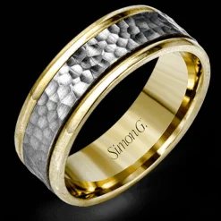 Simon G. Men's Wedding Band In 14k Or 18k Gold with Platinum Discount