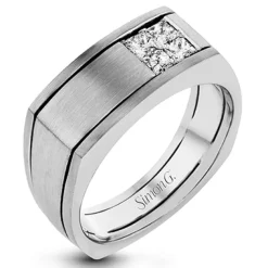 Simon G. Men's Wedding Band In 14k Or 18k Gold With Diamonds Fashion