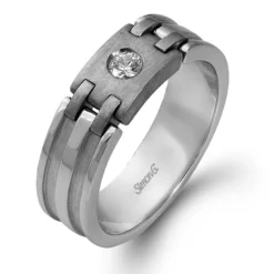 Simon G. Men's Wedding Band In 14k Or 18k Gold with Diamonds Clearance