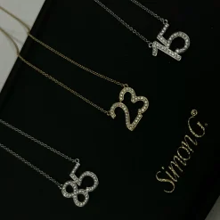 Simon G. Personalized Two-number Pendant Necklace in 18k Gold with Diamonds New