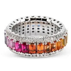 Simon G. Rainbow Sapphire Color Ring in 18k Gold with Diamonds Discount