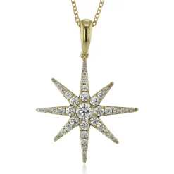 Simon G. Star Pendant Necklace in 18k Gold with Diamonds New