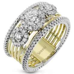 Simon G. Three-Stone Halo Fashion Ring In 18k Gold With Diamonds Sale