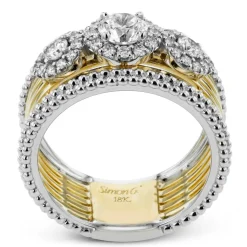 Simon G. Three-Stone Halo Fashion Ring In 18k Gold With Diamonds Sale